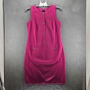 Talbots Dress Size 8 Sleeveless Gold Button Stretch Casual‎ Work Career - Sz 8